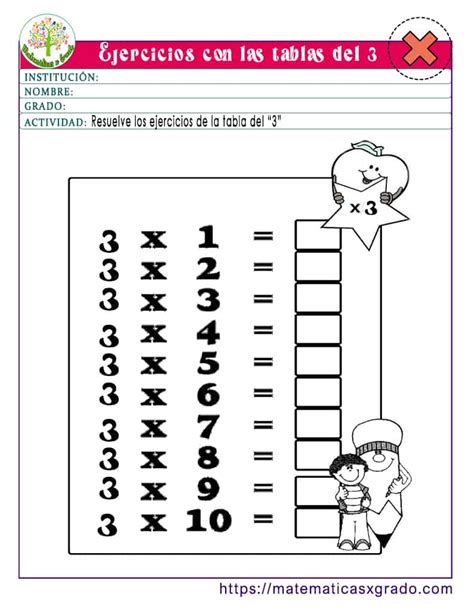 multiplicar 3 en 3.